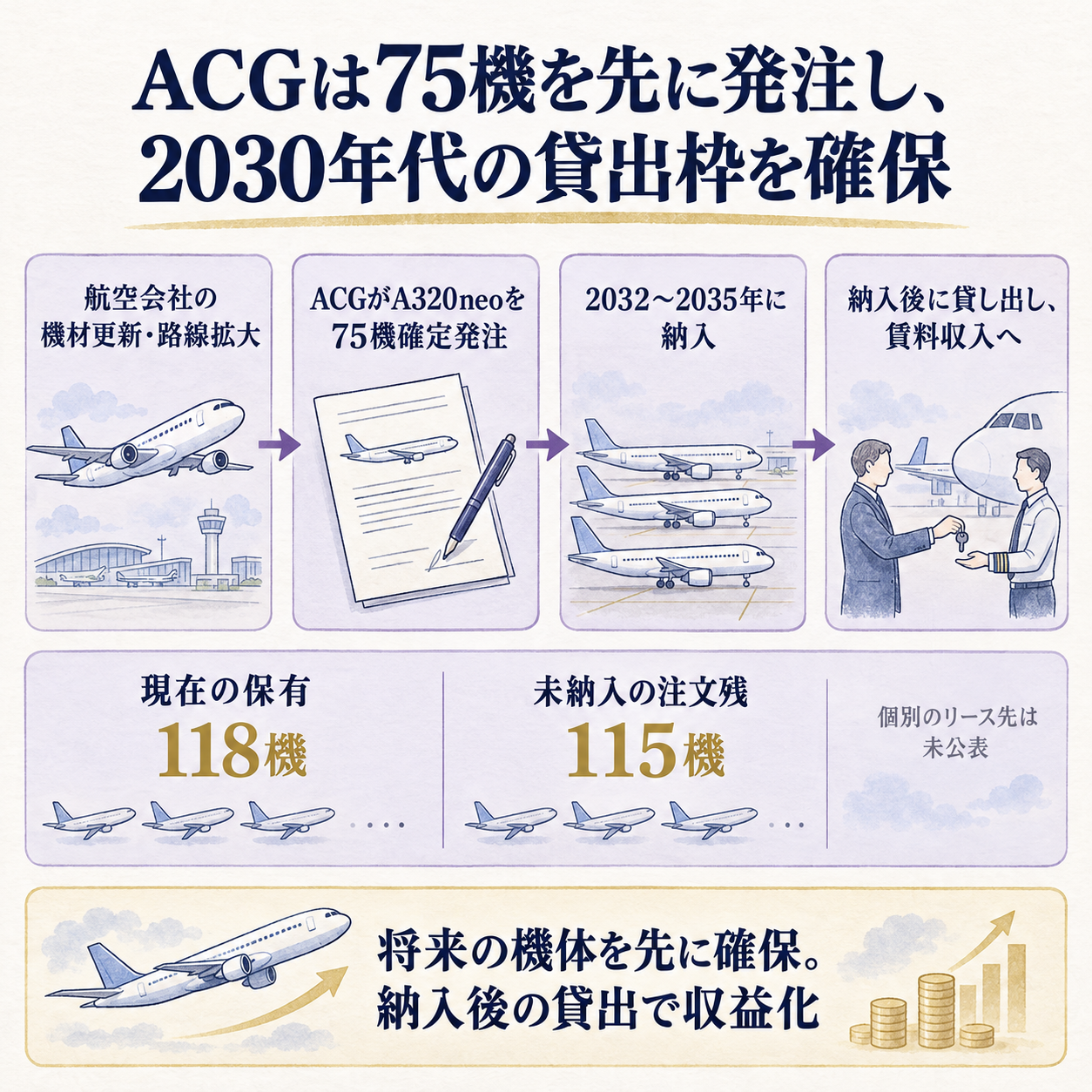 航空機リースの発注から賃料収入まで