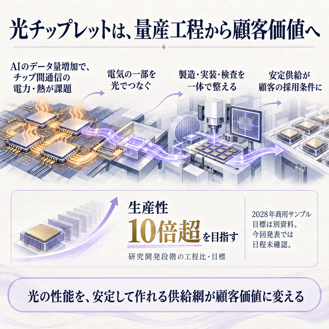 光チップレット量産技術の因果関係